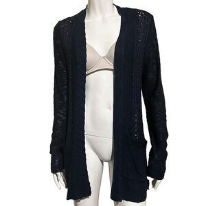 Navy Blue Open-Front Cardigan